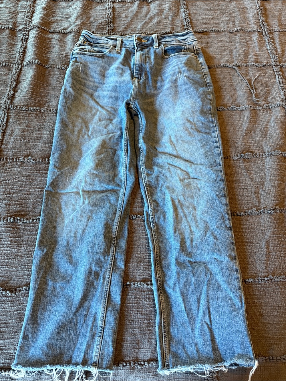 Wrangler Light Blue Wide Leg Jeans with Frayed Hem